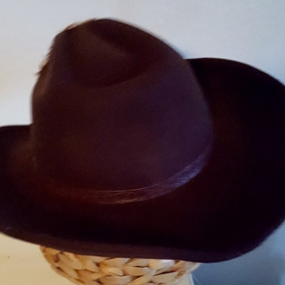 VINTAGE COWBOY HAT BROWN W/CAMEO BROOCH - Picture 7 of 8